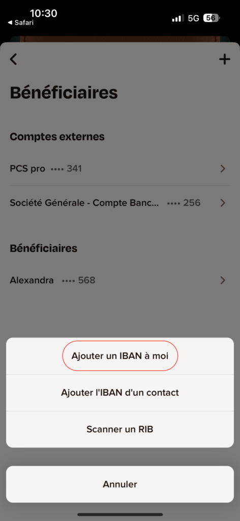 Communiquer son IBAN à Sumeria (ex Lydia) 15