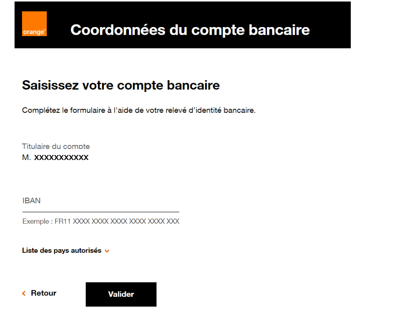 Communiquer son IBAN à Orange 20