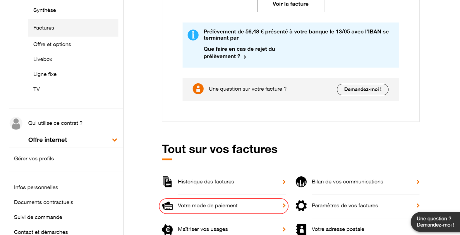 Communiquer son IBAN à Orange 12