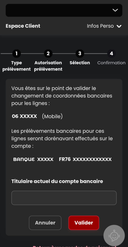 Communiquer son IBAN à SFR 15