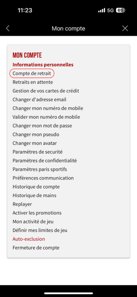 Communiquer son IBAN à Winamax 6